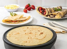 Cargar imagen en el visor de la galería, Crepera o parrilla eléctrica para cocina Máquina para hacer crepes de 12 pulgadas, sartén eléctrica y máquina para hacer tortitas con sartén antiadherente y esparcidor MOD
