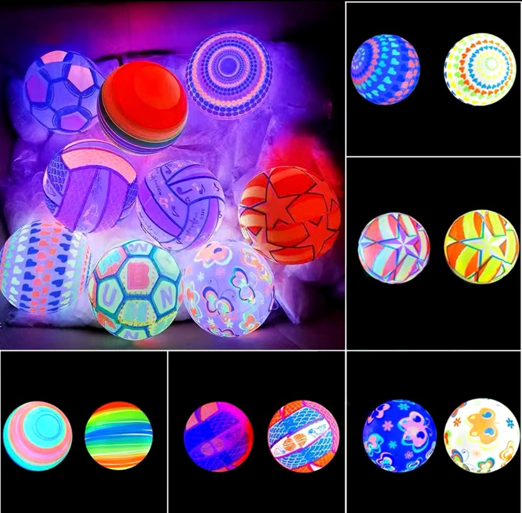 Pelota de luz 12 piezas Pelota luminosa portátil para deportes, pelota hinchable de goma, parpadeante, juegos interactivos al aire libre, juguetes para padres e hijos