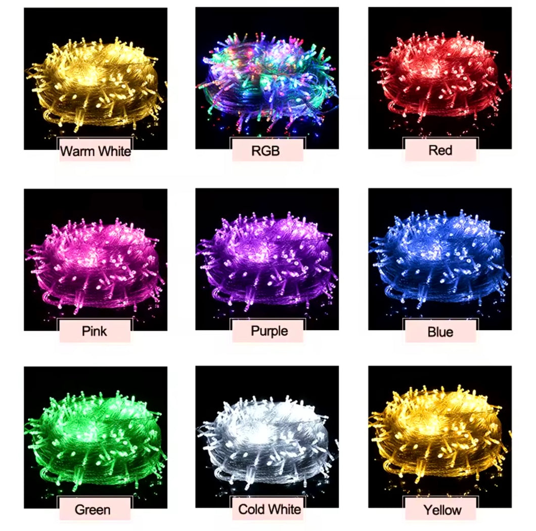 Guirnalda de luces Led impermeables para decoración, guirnalda de hadas navideña de 25 metros con 300 luces, ideal para boda, Año Nuevo, jardín, hogar y exteriores