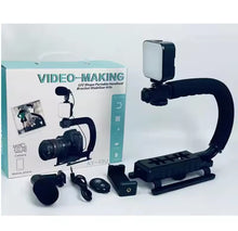 Cargar imagen en el visor de la galería, Kit estabilizador de soporte de Vlog de mano Universal para fotografía y Video, luz LED, micrófono, obturador remoto, cámara de teléfono, grabación de Video AY-49U MOD BBG-60368
