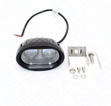 Cargar imagen en el visor de la galería, Faro led 2 ojos blanco contorno de ángel con luz alta y baja y estrobo MOD RS-LED-13003W-BU
