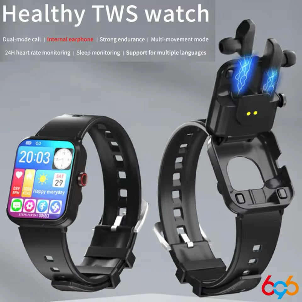 Reloj inteligente 2 en 1 para hombre y mujer, pulsera deportiva con auriculares, Bluetooth, Android e IOS, de lujo MOD S6