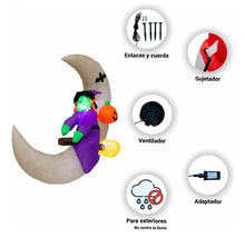 Cargar imagen en el visor de la galería, Inflable De Halloween Bruja Con Luz Led Decorativo Exterior MOD 345

