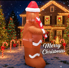 Cargar imagen en el visor de la galería, Juguete inflable de hombre de jengibre de 150cm, decoración navideña, decoración de patio de Navidad con luz LED MOD SD-72914
