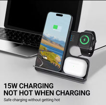 Cargar imagen en el visor de la galería, Carga inalámbrica magnética desmontable, de aluminio -3 en 1, 15W, carga rápida, Compatible con Apple Watch, Airpods, iPhone 15 14 16 MOD S1
