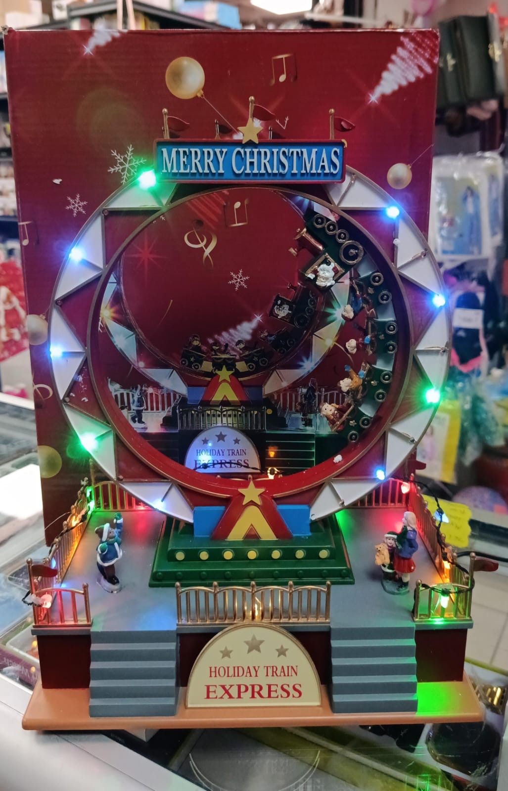 Carrusel grande navideño con ocho canciones, navideñas iluminación montaña, rusa en movimiento MOD W235