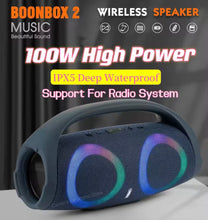 Cargar imagen en el visor de la galería, Altavoz Bluetooth de alta potencia de 100W para exteriores, portátil, resistente al agua, luz de Color RGB BOONBOX2

