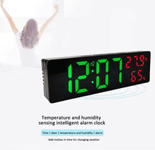 Cargar imagen en el visor de la galería, Reloj electrónico de escritorio, despertador Digital de pared con brillo ajustable, repetición, temperatura, humedad, pantalla de 12/24H para el hogar y la Oficina DS-3818 MOD BBG-60253
