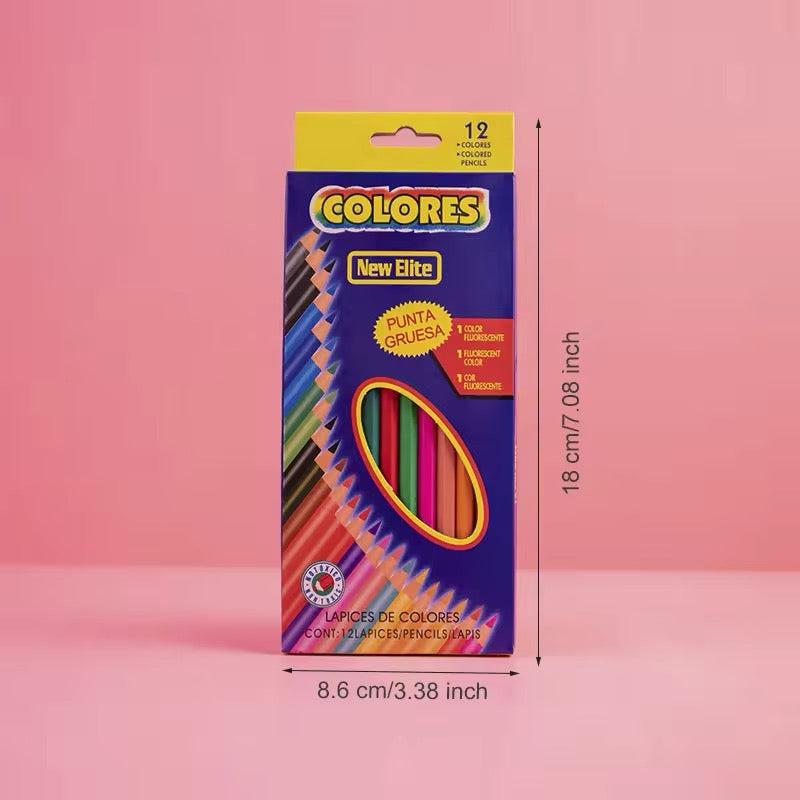 Lápiz de colores de calidad para estudiantes, herramienta de pintura duradera, papelería de dibujo, lápices de colores, juguetes de dibujo para niños, 12 colores