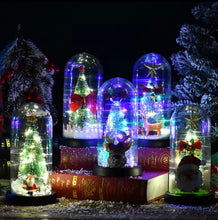 Cargar imagen en el visor de la galería, Adorno de árbol de Navidad de mesa LED con cúpula de vidrio, decoración de árbol de Navidad Artificial, luz nocturna para decoración del hogar MOD YJ7681-5
