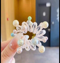 Cargar imagen en el visor de la galería, Dona retro Cuerda de pelo de línea telefónica, soporte de cola de caballo de perlas elásticas de estilo coreano dulce, lazos para el cabello, banda de goma transparente, Anillo para el cabello para fiesta
