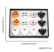 Cargar imagen en el visor de la galería, Juego de anillos ajustables para niños y adultos, 12 piezas, decoraciones de Halloween, globo ocular, fantasma, calabaza, murciélago, accesorios MOD 686196
