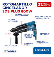 Cargar imagen en el visor de la galería, Rotomartillo Sds Plus 800 W Dc MOD Dz-C5-26B
