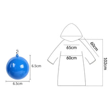 Cargar imagen en el visor de la galería, Impermeable desechable portátil para adultos, llavero con bola de compresión, Bola de bolsillo, Poncho para viajes al aire libre, equipo de Camping, novedad!! MOD IMPERMEABLE ESFERA
