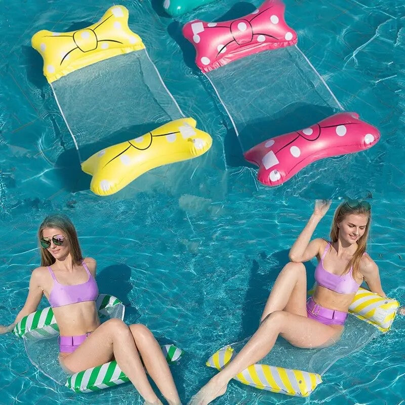 Cama flotante inflable portátil, silla reclinable de agua con lazo