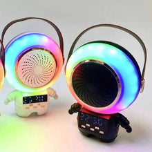 Cargar imagen en el visor de la galería, Bocina karaoke con dos microfonos luz led y reloj digital MOD KM-L12
