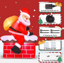 Cargar imagen en el visor de la galería, Inflable Santa Claus Chimenea Decoración Hogar Navidad 1.8m MOD SD-72933
