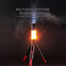 Cargar imagen en el visor de la galería, Lámpara 3 en 1 para acampar al aire libre con trípode, luz LED de ambiente tipo C, luz de tienda de carga, impermeable, 2000mAh para pesca y exploración MOD ZE-2180
