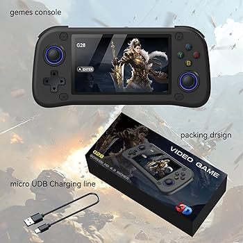 G28 Retro Arcade Consola de juegos portátil, 64G 4.3 pulgadas 480 x 272 visualización HD retro reproductor de videojuegos con sistema de código abierto y batería de 2100 mAh MOD G28