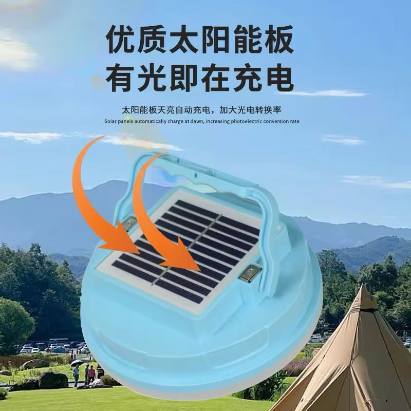 Linterna LED impermeable para acampar, iluminación de emergencia, luz de mercado nocturno, carga de energía solar 100 w