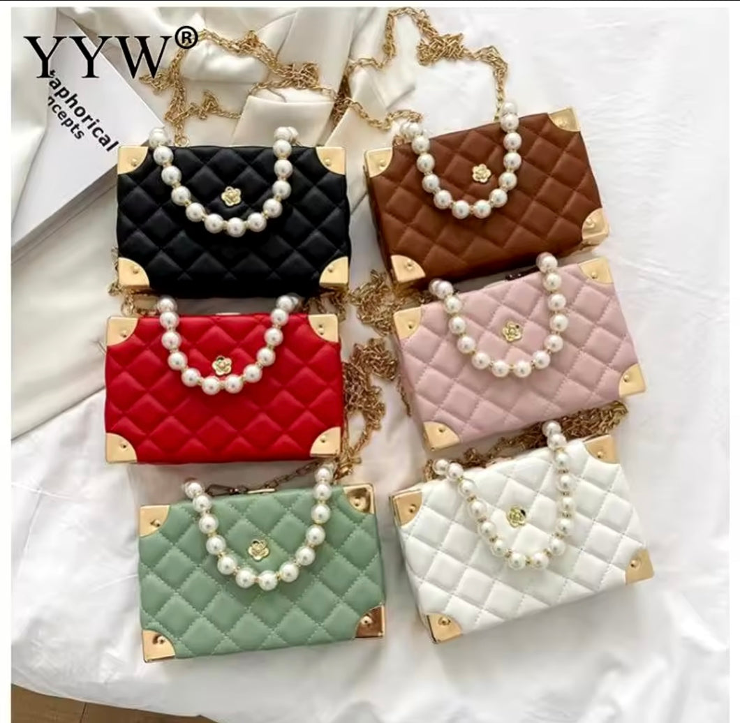 Bolso de mano de lujo para mujer, Cartera de noche con asa de perla, bolso de hombro elegante YyY