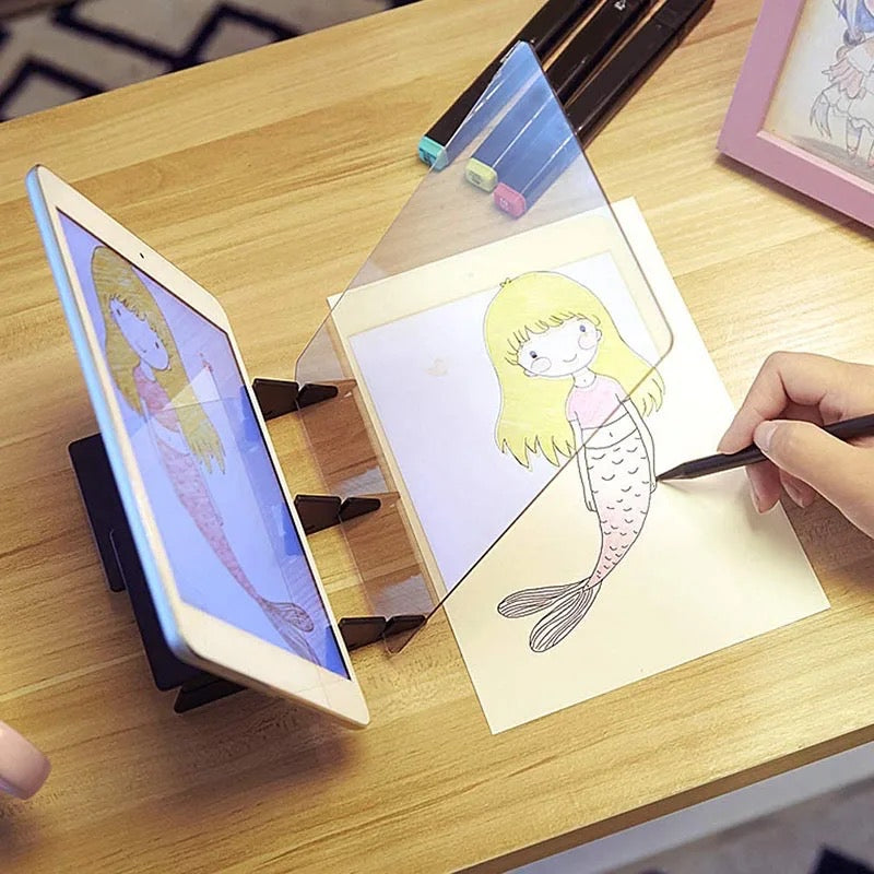 Tablero de dibujo DIY para niños, proyector de dibujo, pintura, aprendizaje de teléfono, atenuación de reflejo, soporte de teléfono MOD 1891