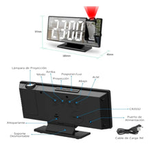 Cargar imagen en el visor de la galería, Reloj Despertador Digital Proyección Con Radio Y Proyector MOD DS-3718LW
