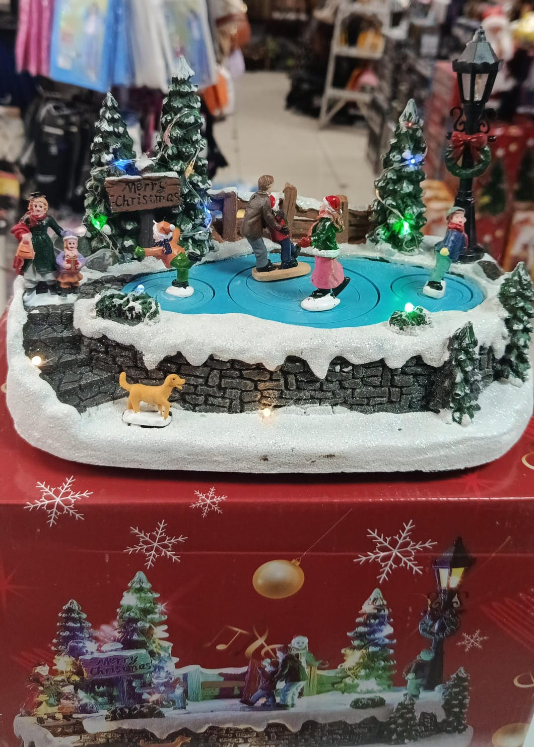 Villa navideña con pista de hielo luces y sonido MOD W212