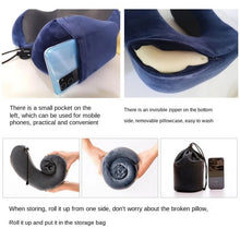 Cargar imagen en el visor de la galería, Almohada en forma de U de algodón con memoria para el cuello, almohada de viaje portátil de rebote lento
