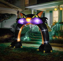 Cargar imagen en el visor de la galería, Arco inflable de gato decoración con luz para Halloween MOD 96924
