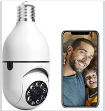 Cargar imagen en el visor de la galería, Foco WiFi para exteriores, cámara de seguridad inteligente 1080P, cámara de seguridad inalámbrica, WiFi de 360 grados, cámara panorámica para interiores y exteriores
