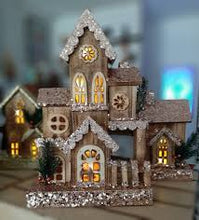 Cargar imagen en el visor de la galería, Castillo de madera navideño adorno MOD 70859B
