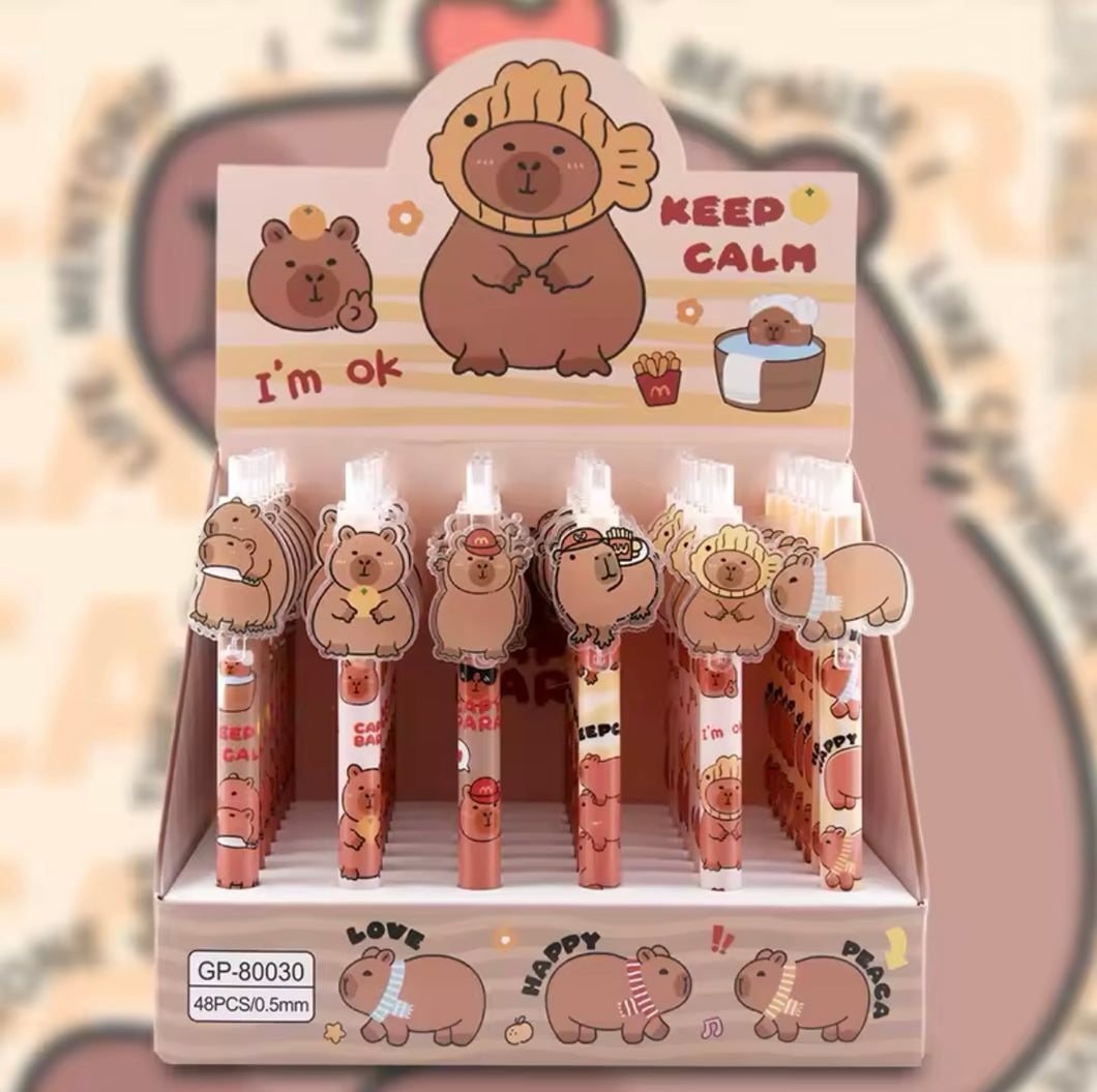 Capybara de Gel de prensa,negro, 0,5mm, pluma placa bolígrafo de escritura, instrumento de escritura, suministros de papelería para estudiantes, regalo Kawaii