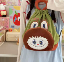 Cargar imagen en el visor de la galería, Mochila de dibujos animados Labubu para niña, bolsa con cordón de Anime, gran capacidad, lona resistente MOD M02080
