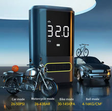 Cargar imagen en el visor de la galería, Compresor de aire eléctrico portátil para bicicleta y motocicleta, bomba inflable de neumáticos inalámbrica, USB tipo C, batería de 4000mAh, 150psi
