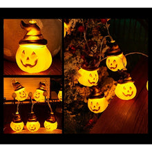 Cargar imagen en el visor de la galería, Guirnalda de luces LED con forma de calabaza para Halloween, accesorios de decoración, farol de calabaza luces de vestir (batería de 3 metros, 20 luces con función de flash)  MOD ACC2363C
