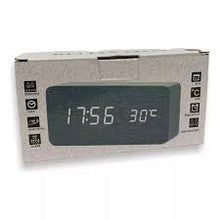 Cargar imagen en el visor de la galería, Reloj de escritorio digital de madera con alarma USB, hora y fecha MOD ZE-2159
