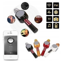 Cargar imagen en el visor de la galería, Micrófono/altavoz Bluetooth inalámbrico para karaoke, USB, LED rojo MOD WS-1816
