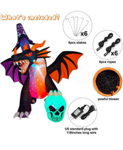 Cargar imagen en el visor de la galería, Decoración para jardín de dragón de dos cabezas inflable con luces 2.40 cm MOD 96907
