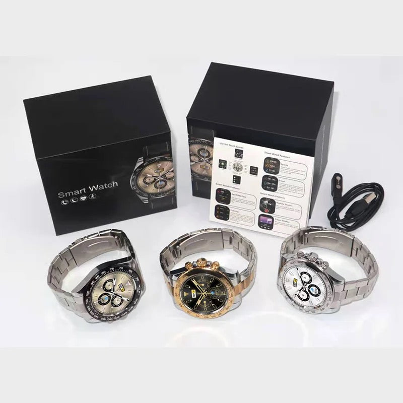 AW13 smart watch para hombre ,pulsera de acero inoxidable con Bluetooth, llamadas, Monitor de ritmo cardíaco
