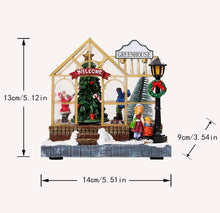 Cargar imagen en el visor de la galería, Casita de cristal de villa grande navideña con arbol giratorio y musical MOD W366
