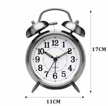 Cargar imagen en el visor de la galería, Reloj despertador con puntero silencioso para el hogar, cronógrafo con número redondo, doble campana, luz nocturna para cabecera, 4 pulgadas MOD 6040
