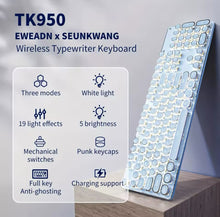 Cargar imagen en el visor de la galería, TK950 Teclado mecánico RGB RETROinalámbrico para máquina de escribir Punk, teclado ergonómico inalámbrico de modo Triple para oficina de juegos 5,0/2,4G/con cable
