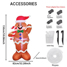 Cargar imagen en el visor de la galería, Juguete inflable de hombre de jengibre de 150cm, decoración navideña, decoración de patio de Navidad con luz LED MOD SD-72914
