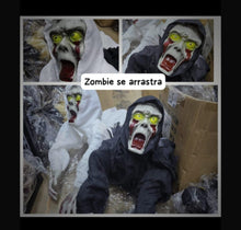 Cargar imagen en el visor de la galería, Zombie de gateo animado, 12x43 pulgadas, ojos rojos, sonido aterrador y móvil para decoraciones MOD TP-34
