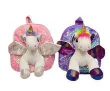 Cargar imagen en el visor de la galería, Mochila unicornio de lentejuela con luz MOD XZ-40
