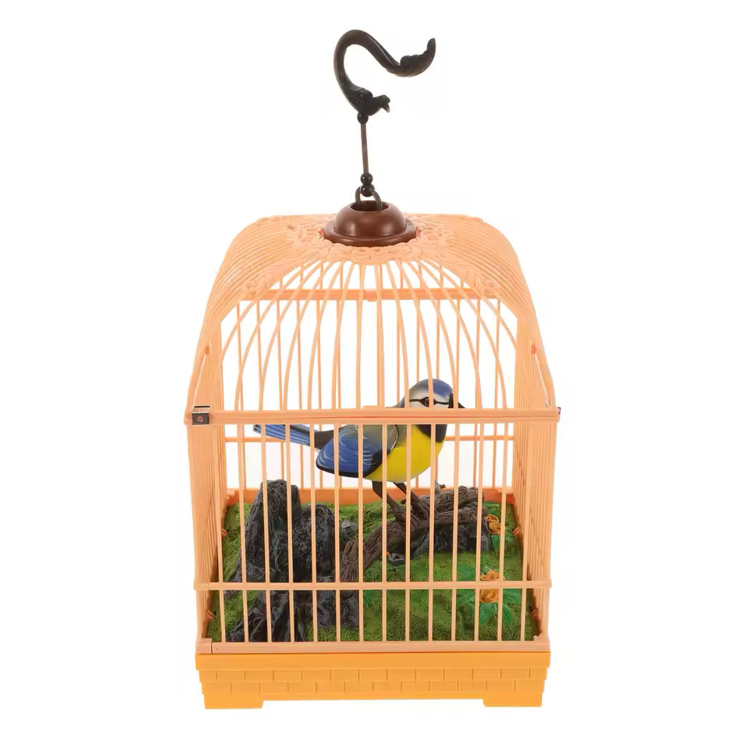 Jaula de juguete eléctrica controlada por voz, pájaro simulado controlado por voz biomimética creativa nueva y única actividad de entretenimiento MOD Ms9686