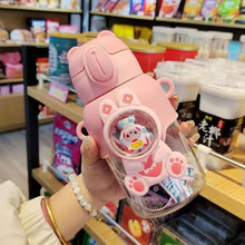 Cargar imagen en el visor de la galería, Botella de agua de dibujos animados Kawaii para niños, taza de plástico a prueba de caídas con pajita, hervidor escolar para niños y niñas MOD 327-13
