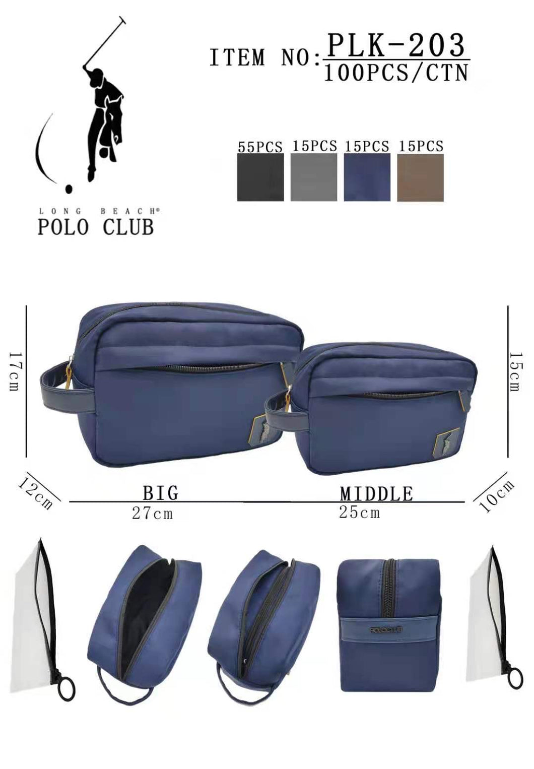 Bolsa De Aseo De Viaje, Neceser De Viaje Para Hombre Y Mujer  2 pz negro POLO CLUB MOD PLK 203