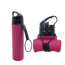 Cargar imagen en el visor de la galería, Botella de agua plegable portátil a prueba de fugas, hervidor de silicona, viaje al aire libre, Camping, bebida deportiva
